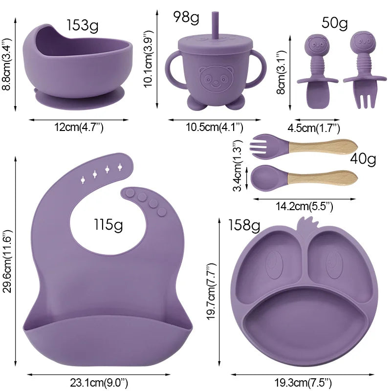 9-piece Silicone Baby Feeding Set | Best Baby Utensils