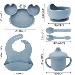 Crab Shaped Silicone Bib and Baby Feeding Set