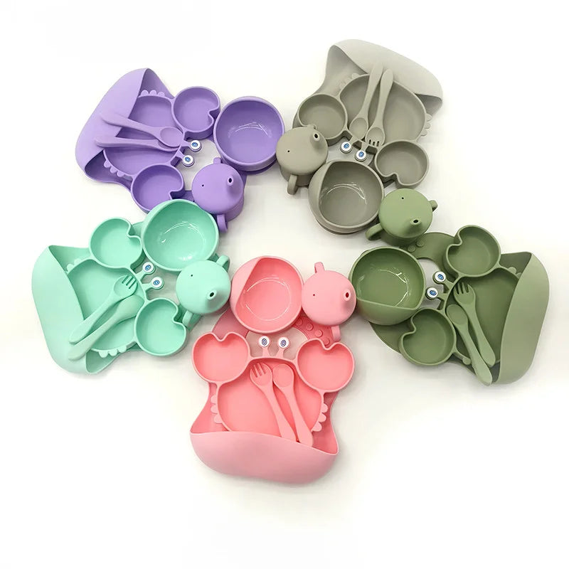 Crab Shaped Silicone Bib and Baby Feeding Set