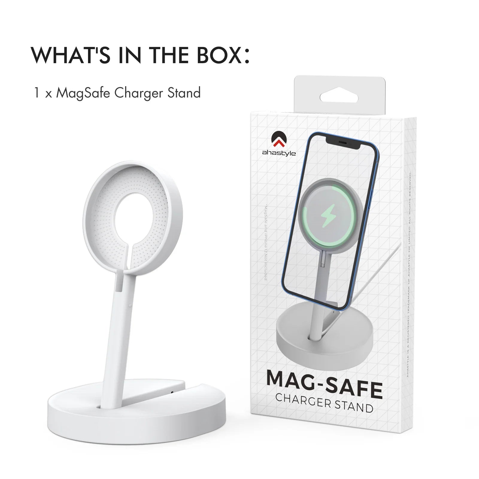 White Phone Charger Holder with Adjustable Stand
