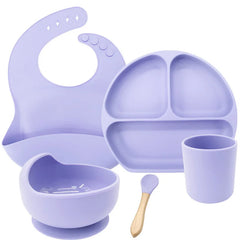 Sky Blue 5-piece Silicone Baby Feeding Set | Best Feeding Set
