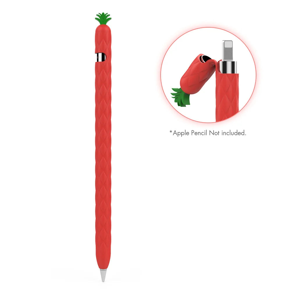 Red Soft Silicone Pineapple Case for Apple Pencil 1