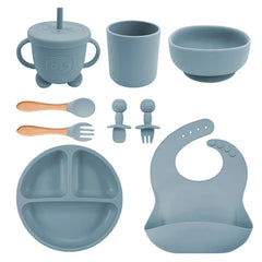 Sky Blue Baby Feeding Set | Silicone Baby Utensils