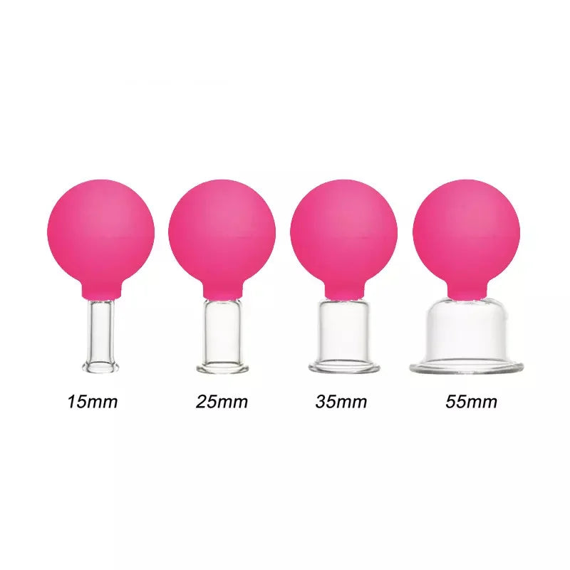 Pink 4 Set Glass Suction Cups with Silicone Balls
