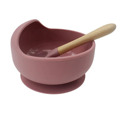 Dark pink 2-piece Baby Feeding Set | Baby Solid Food Bowl and Spoon