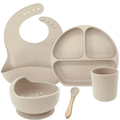 Beige 5-piece Silicone Baby Feeding Set | Best Feeding Set