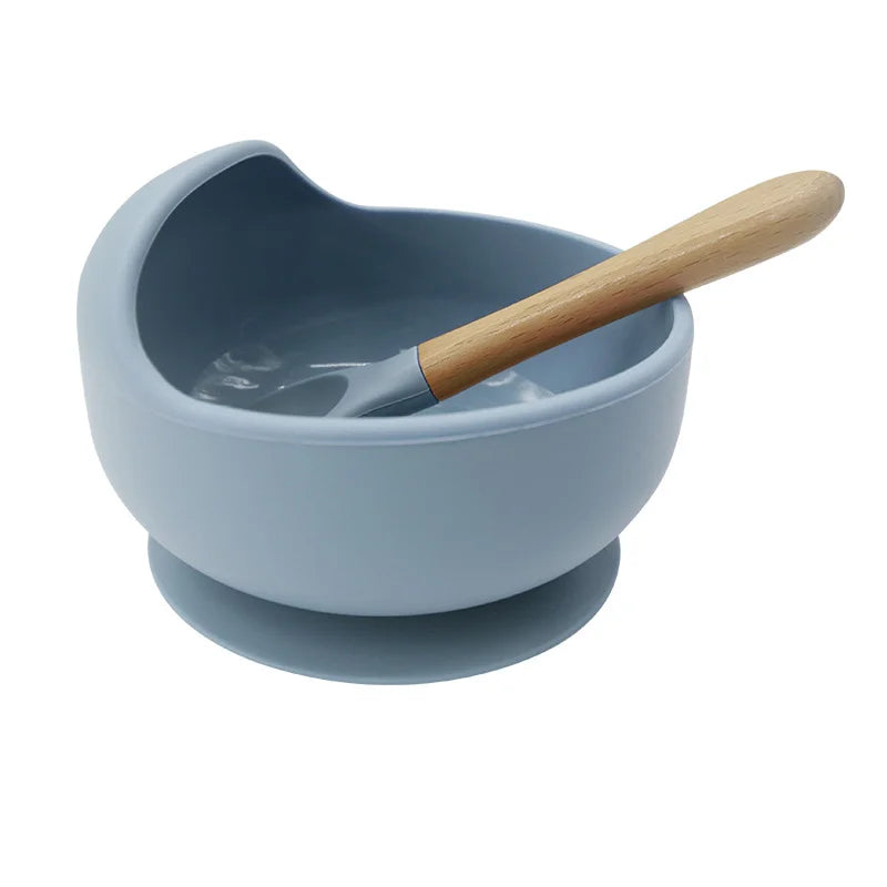 Light Blue 2-piece Baby Feeding Set | Baby Solid Food Bowl and Spoon