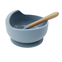 Light Blue 2-piece Baby Feeding Set | Baby Solid Food Bowl and Spoon