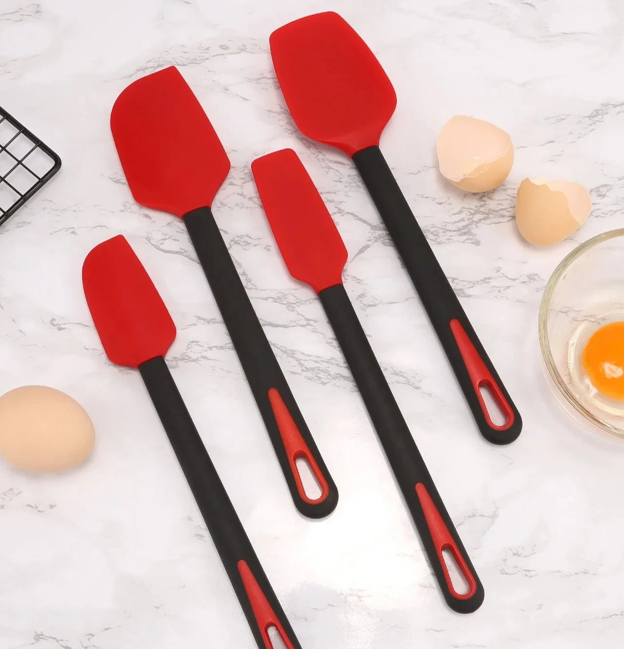 4x Silicone Spatula Set | Red