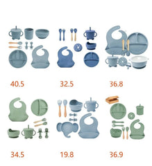 7-piece silicone bibs and bowls set | Baby utensils