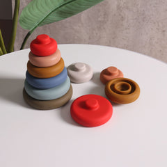 Rainbow Silicone Stacking Rings Toy