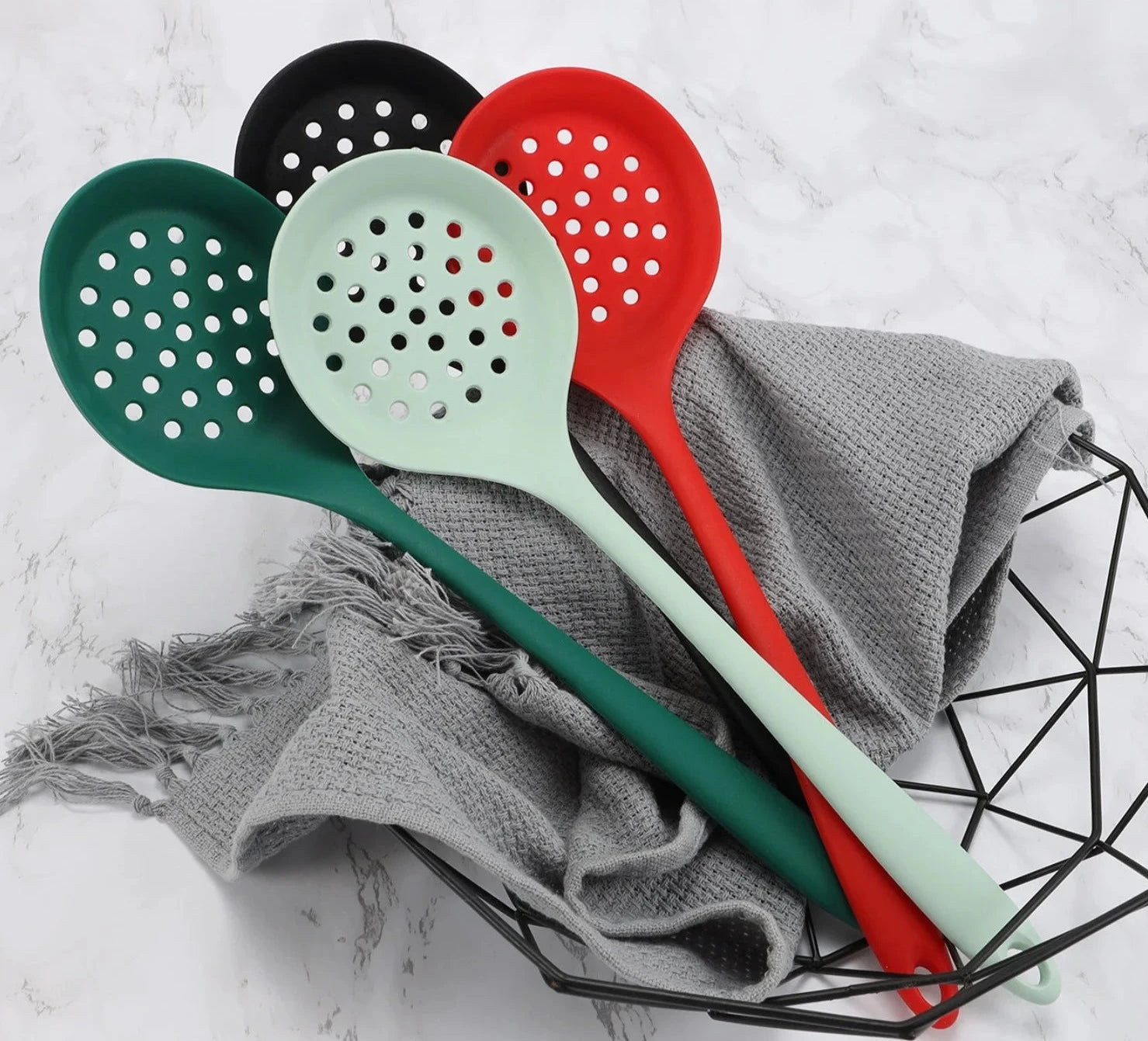 4 Silicone Cooking Spoons | Slotted Ladle