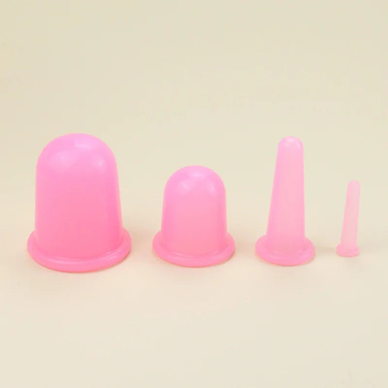 4 piece Pink 6 Cups Facial Cupping Set | Silicone Cupping Therapy Kit