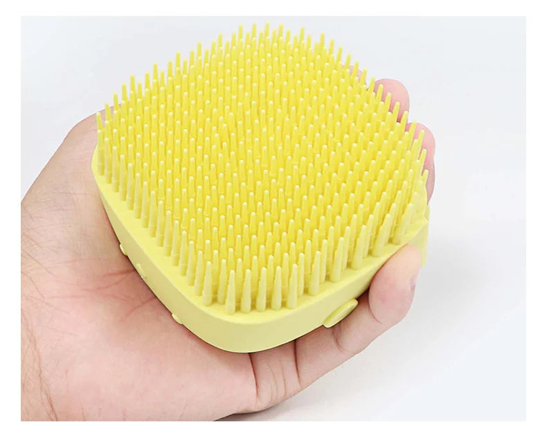 Yellow Soft Silicone Body Scrubber with soap dispenser