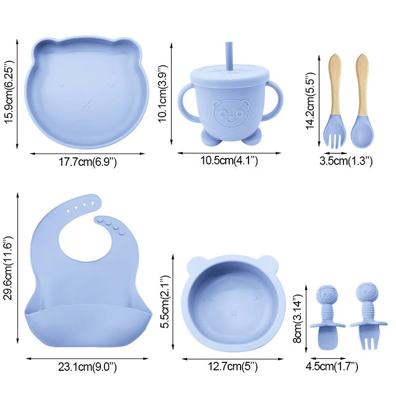 8-piece Silicone Baby Feeding Set | Prefect for Baby Feeding