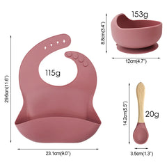 3-Piece Baby Feeding Set | Silicone Bib and Bowl