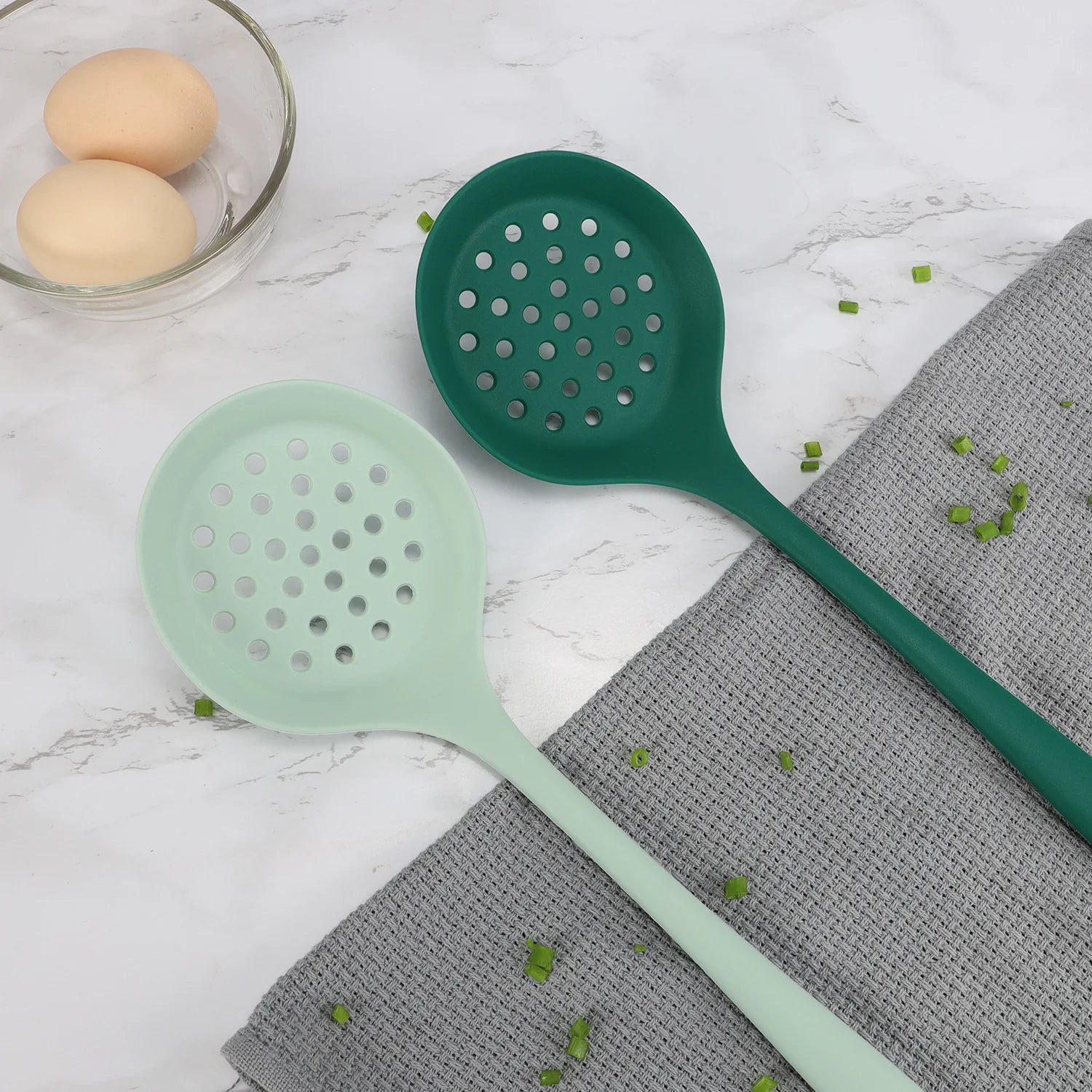 4 Silicone Cooking Spoons | Slotted Ladle