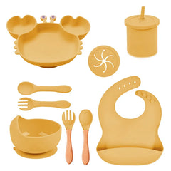 Gold Silicone Baby Bibs and Bowl Set | Baby Feeding Set