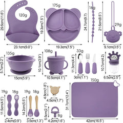 17-piece All-In-One Silicone Baby Feeding Set | Baby Utensils