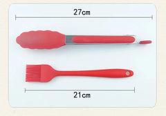 High-Temperature Resistant Silicone Tongs with Basting Brush