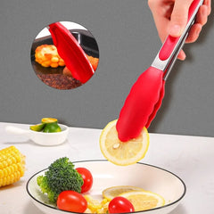 High-Temperature Resistant Silicone Tongs with Basting Brush