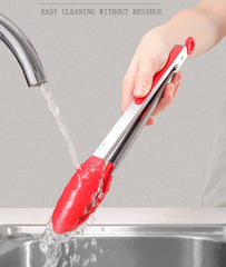 High-Temperature Resistant Silicone Tongs with Basting Brush
