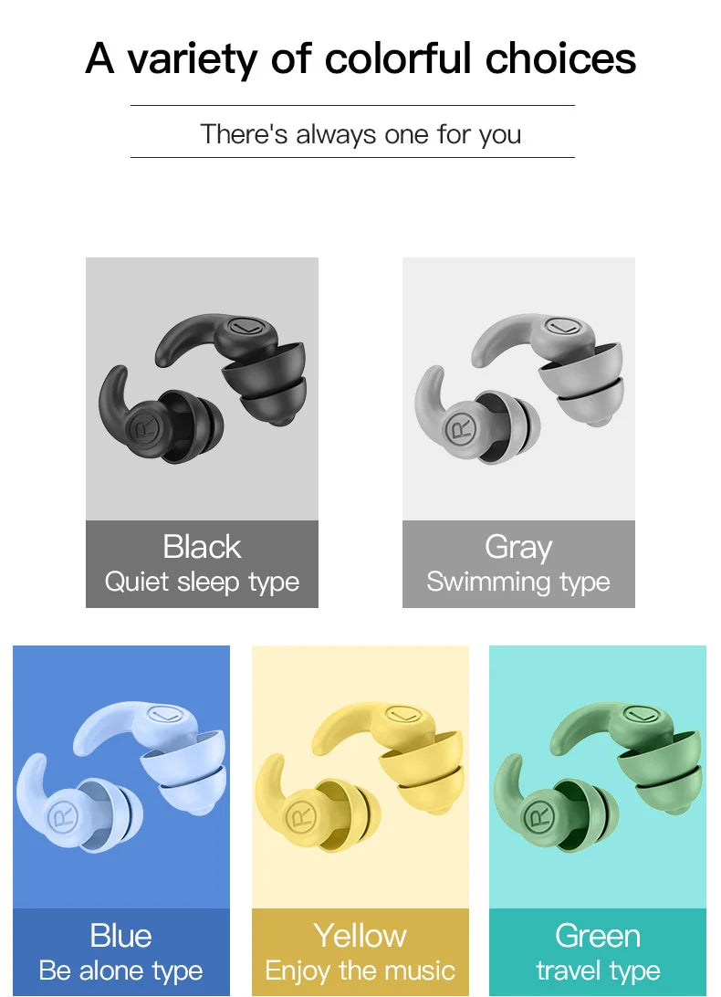 1 Pair Silicone Ear Plugs | Earplugs to Cancel Noise