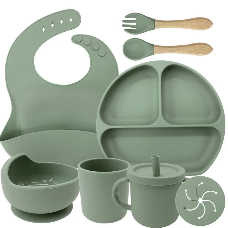 8-piece Silicone Baby Meal Set | Baby Utensils