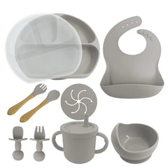 Silver 8-piece Silicone Baby Meal Set | Baby Utensils