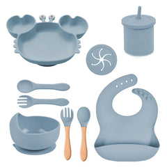 Light Blue Silicone Baby Bibs and Bowl Set | Baby Feeding Set