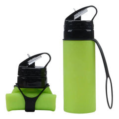 Matcha Green 450 ml Silicone Folding Water Bottle with Straw