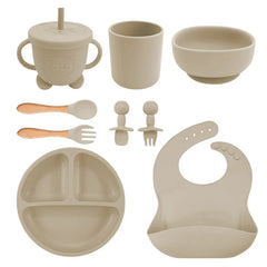 Beige Baby Feeding Set | Silicone Baby Utensils