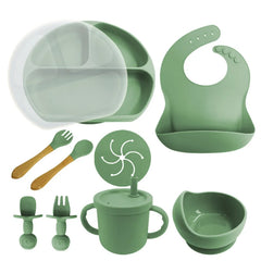 Matcha Green 8-piece Silicone Baby Meal Set | Baby Utensils