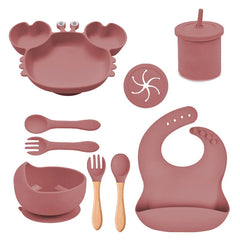 Dark pink Silicone Baby Bibs and Bowl Set | Baby Feeding Set