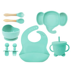 cyan Silicone Baby Feeding Set | Anti Slip Baby Utensils