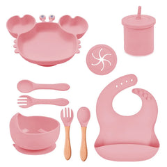 Pink Silicone Baby Bibs and Bowl Set | Baby Feeding Set