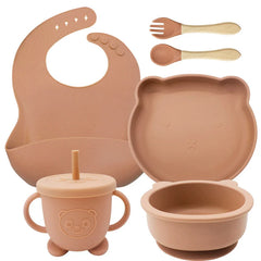 Peach 8-piece Silicone Baby Feeding Set | Prefect for Baby Feeding
