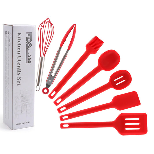 red Silicone Cooking Utensils Set Seven Pieces | Silicone Tools