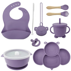 Burgundy 9-piece Silicone Baby Utensils | Best Baby Feeding Set