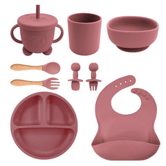 Dark pink Baby Feeding Set | Silicone Baby Utensils