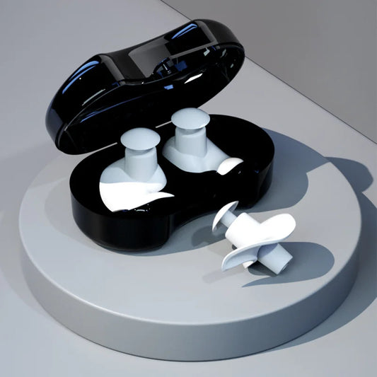 White Soft Silicone Swimming Earplugs with Case