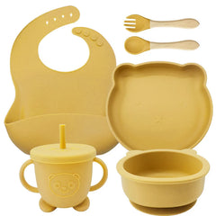 Gold 8-piece Silicone Baby Feeding Set | Prefect for Baby Feeding
