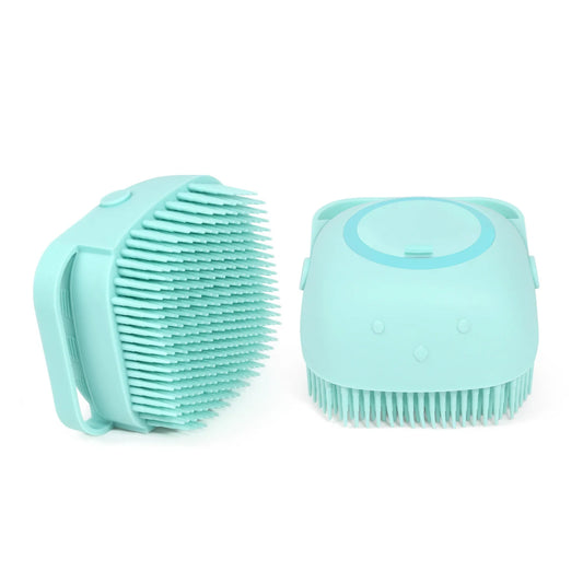 Blue Soft Silicone Body Scrubber with soap dispenser