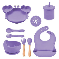 violet Silicone Baby Bibs and Bowl Set | Baby Feeding Set