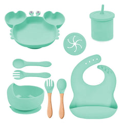 cyan Silicone Baby Bibs and Bowl Set | Baby Feeding Set