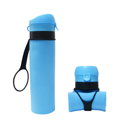 Ocean Blue 600ML Silicone Foldable Water Bottle