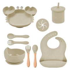 light brown Silicone Baby Bibs and Bowl Set | Baby Feeding Set
