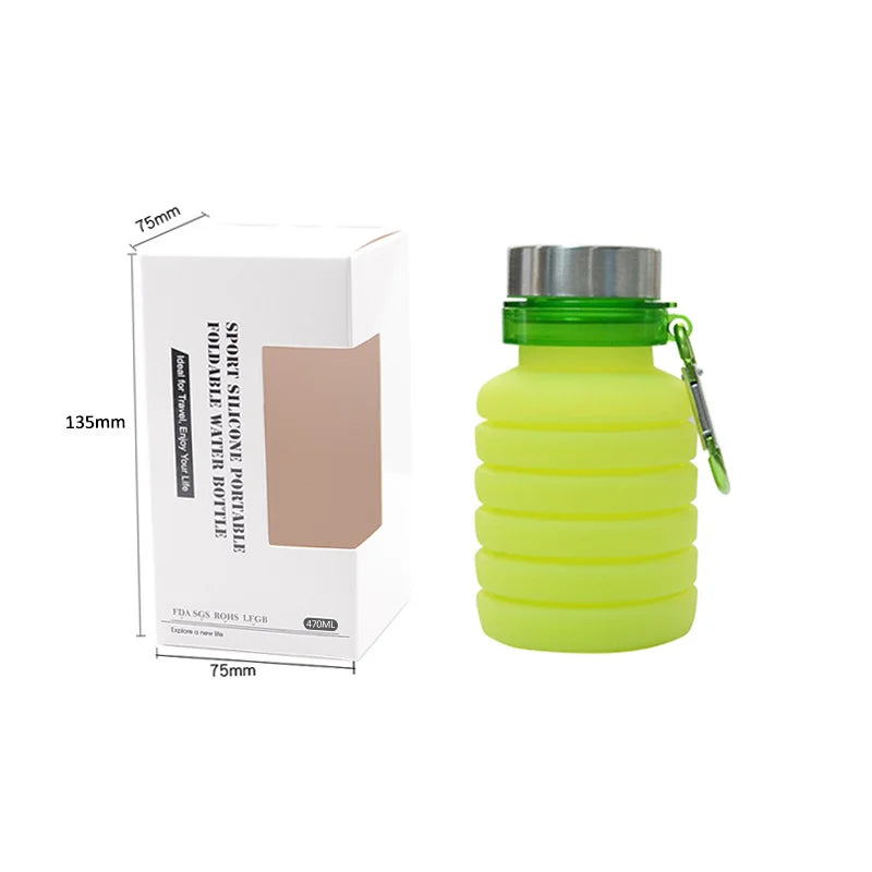 Matcha Green Expandable Silicone Water Bottle for Sports